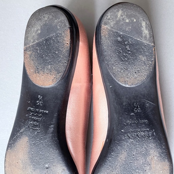 PRADA pink satin ballet flats w/ gold color buckle engraved with PRADA - Picture 11 of 14
